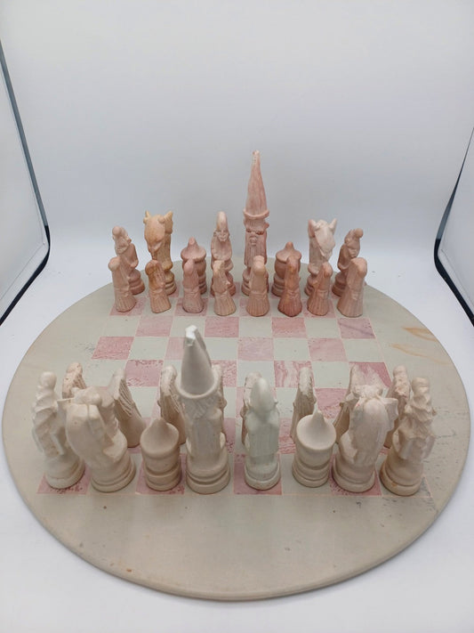 Échiquier en Pierre à Savon – Vintage – Rose et Blanc - Collection AR CONCEPT