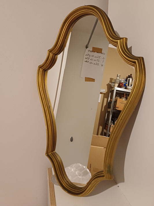 Miroir Doré Baroque - H : 58,5cm / L : 38cm - Bon état - Ancien