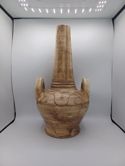 Vase Ancien en Plâtre avec Dessin de Fleur Vintage AR CONCEPT