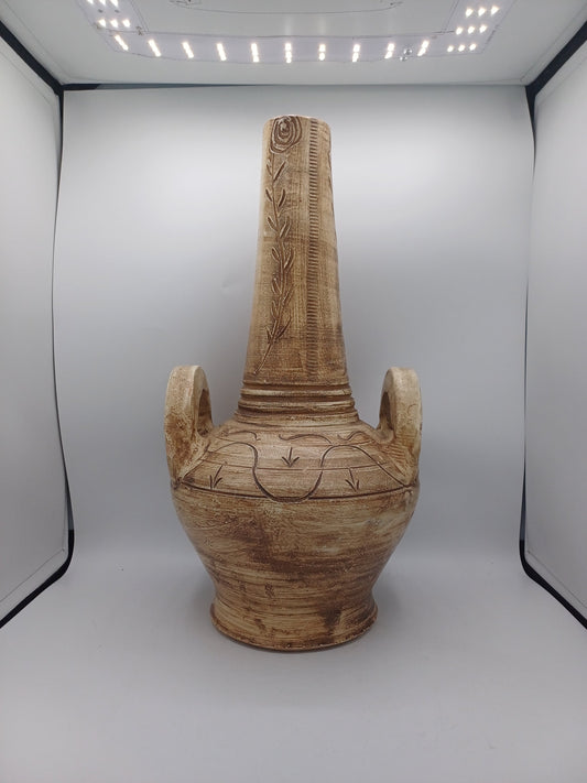 Vase Ancien en Plâtre avec Dessin de Fleur Vintage AR CONCEPT