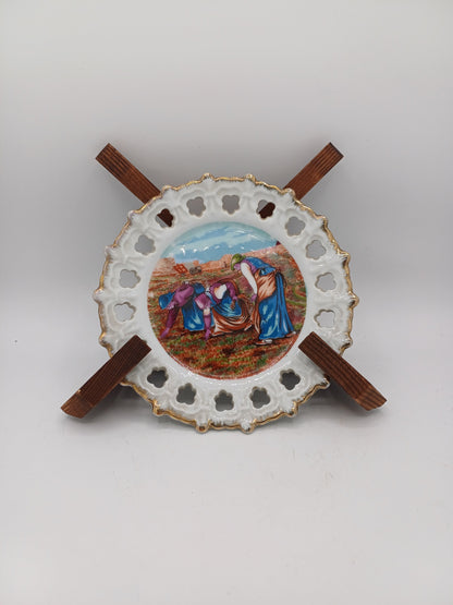 Lot de 2 Assiettes Décoratives en Porcelaine - Blanc, Effet Doré avec images AR CONCEPT