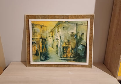 Tableau Vintage avec Cadre représentant un Village - Acrylique? AR CONCEPT