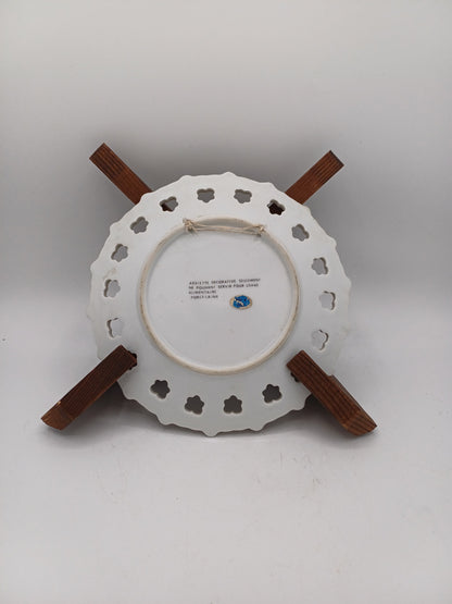 Lot de 2 Assiettes Décoratives en Porcelaine - Blanc, Effet Doré avec images AR CONCEPT