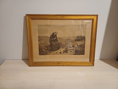 Gravure d’Étienne Azambre – Saint François d’Assise parlant aux oiseaux AR CONCEPT