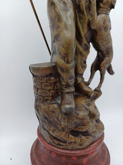 Statue en régule sur socle en bois – "Le Fermier" - Vintage AR CONCEPT