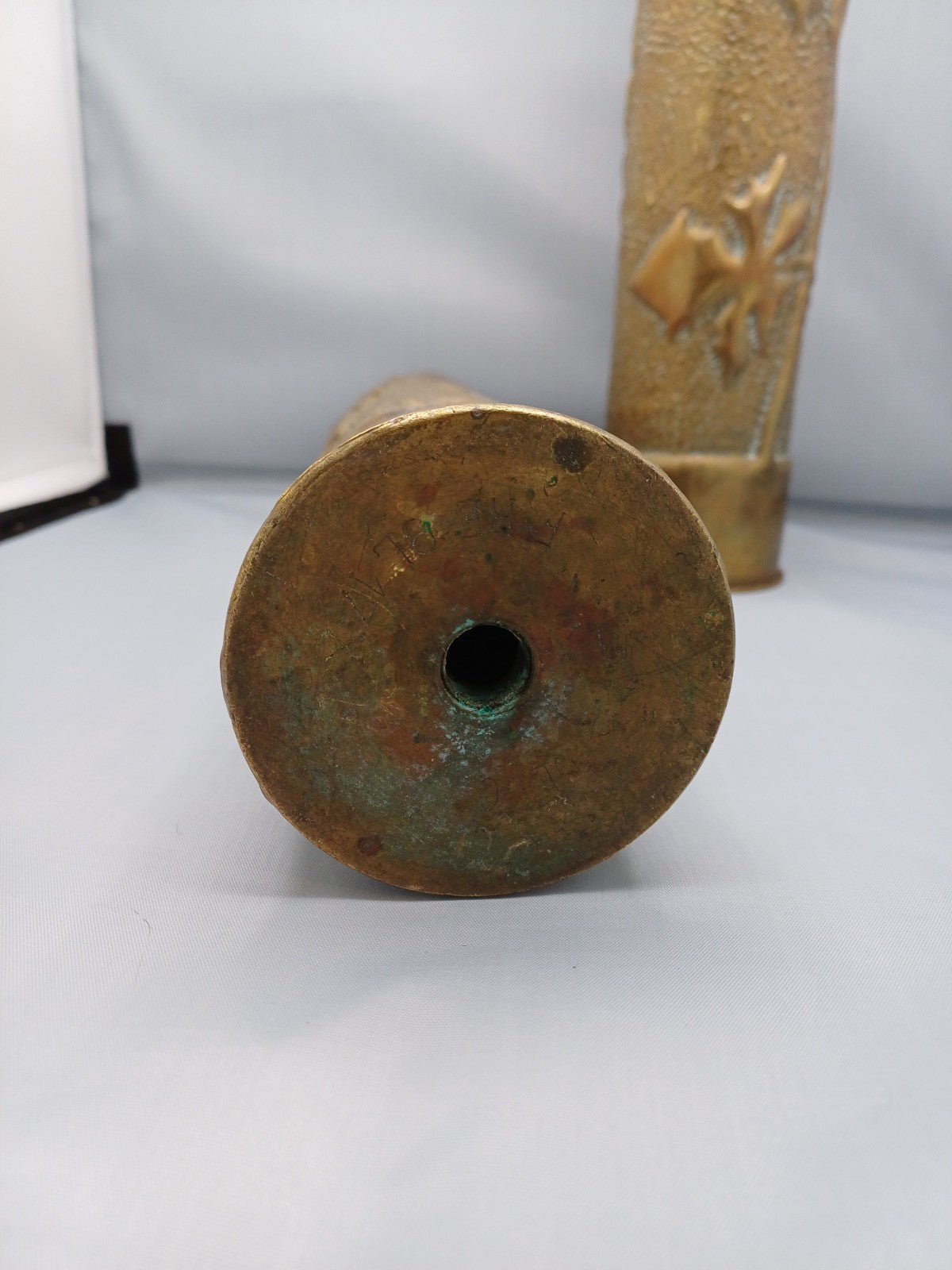 Paire d’obus en laiton - Première Guerre mondiale - Souvenir d’Alsace 1918