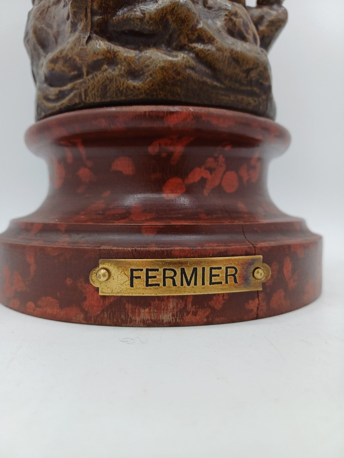 Statue en régule sur socle en bois – "Le Fermier" - Vintage AR CONCEPT