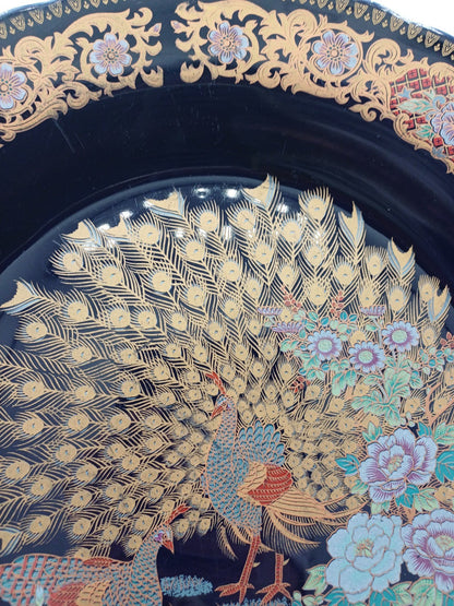 Plat en Porcelaine Fine – Taous, Maroc – Décor Floral et Paon AR CONCEPT