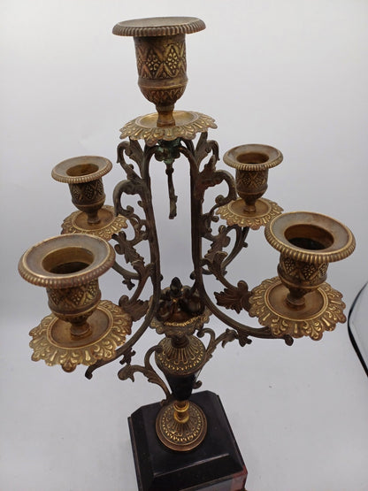 Paire de chandeliers dorés et noirs – 5 branches – Déco - Vintage