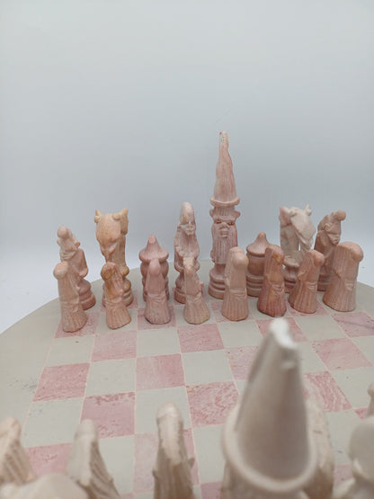 Échiquier en Pierre à Savon – Vintage – Rose et Blanc - Collection AR CONCEPT