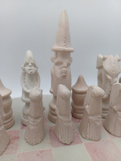 Échiquier en Pierre à Savon – Vintage – Rose et Blanc - Collection AR CONCEPT