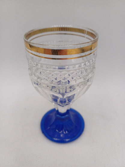 Lot de 4 verres à liqueur – Verre ciselé bleu et dorure – Italie AR CONCEPT
