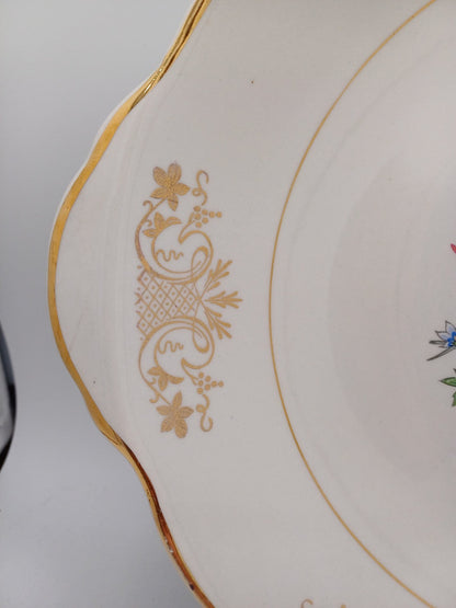 Plat à gâteau en porcelaine – Décor floral – Lunéville, France - Collection AR CONCEPT