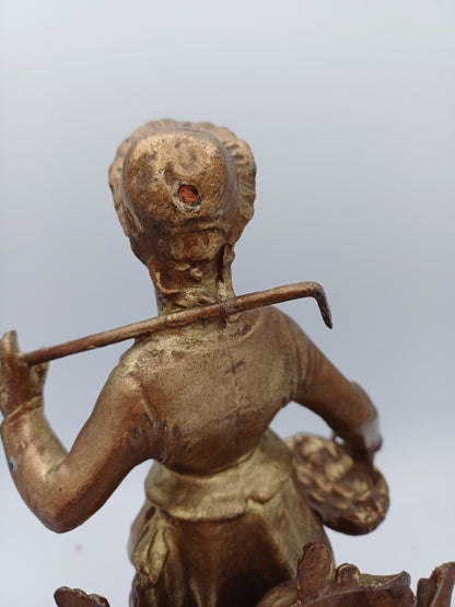 Statuette en régule doré – La femme aux champs - Vintage - Déco