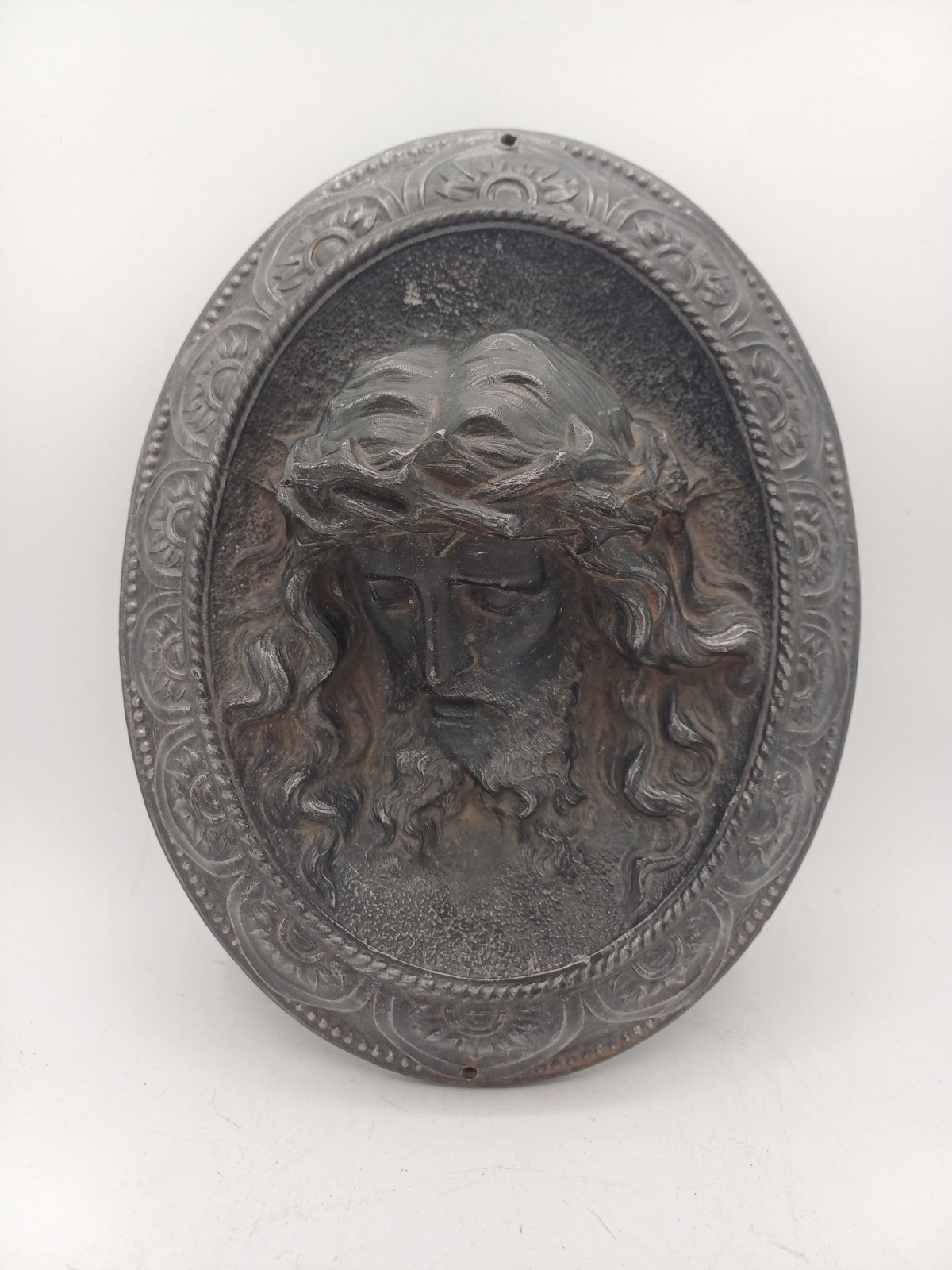 Sculpture murale en régule – Tête du Christ - Religieux - Décoration Intérieur AR CONCEPT