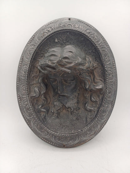 Sculpture murale en régule – Tête du Christ - Religieux - Décoration Intérieur AR CONCEPT