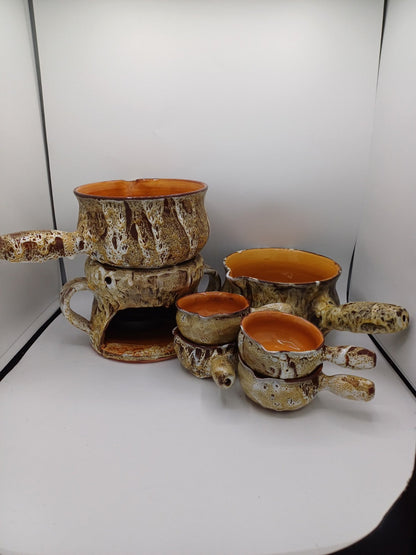 Service à fondue Vallauris en céramique – Francis Bongiovanni - Pour 4 personnes AR CONCEPT