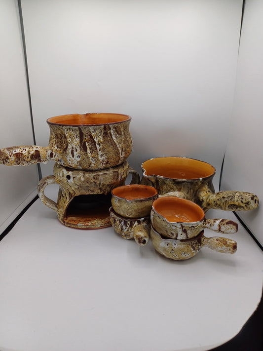 Service à fondue Vallauris en céramique – Francis Bongiovanni - Pour 4 personnes AR CONCEPT