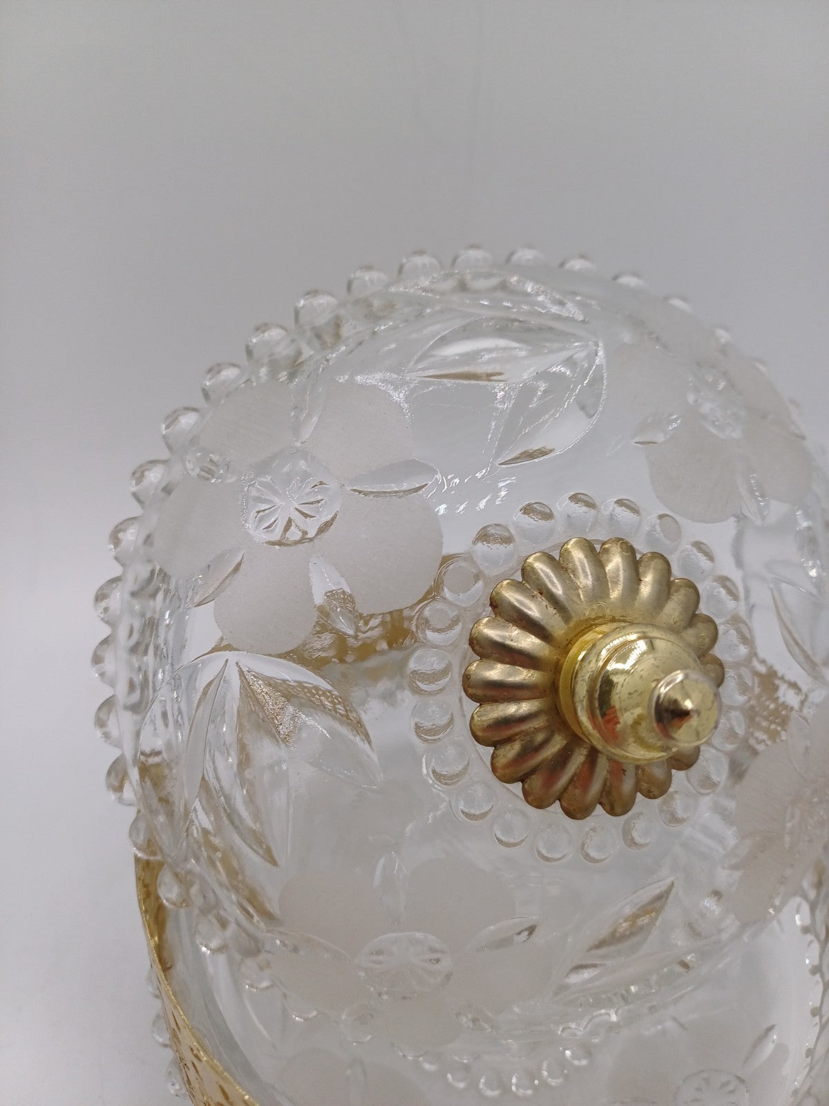 Bonbonnière / Vide-poche en Verre et Laiton à Décor Floral AR CONCEPT