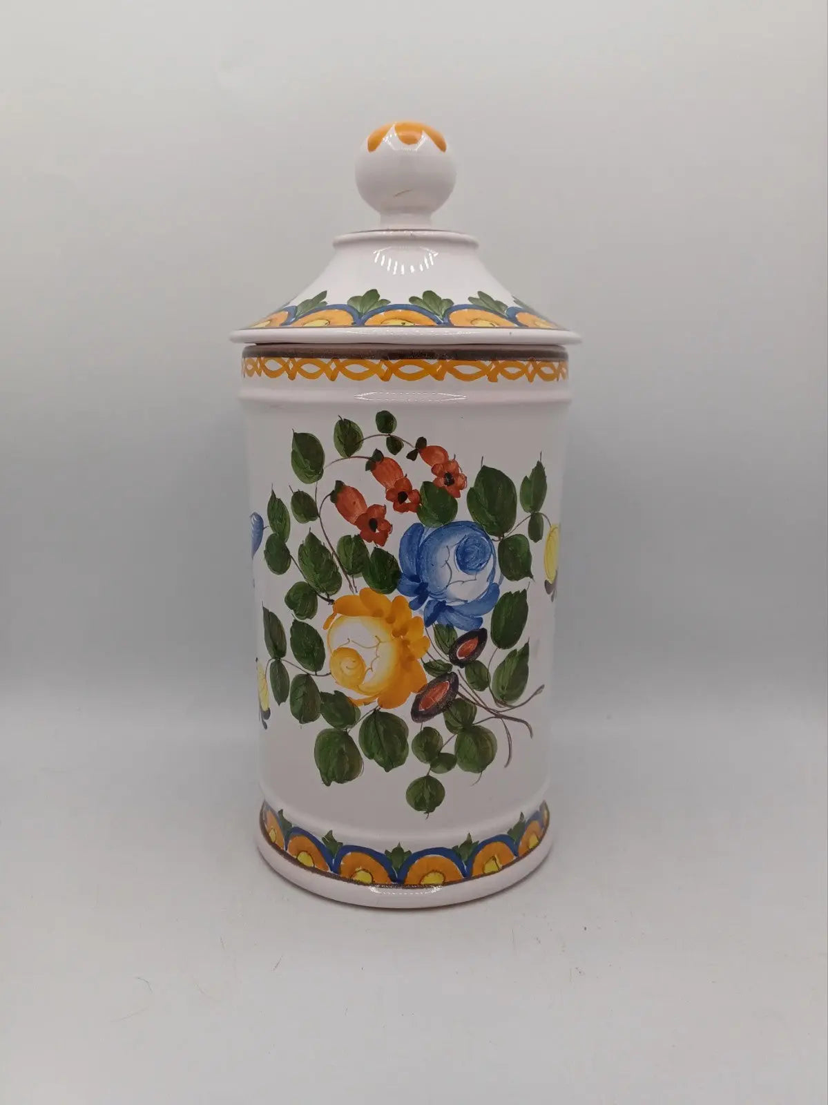 Grand Pot de Cuisine en Céramique – Décor Floral Peint à la Main – Signé AR CONCEPT