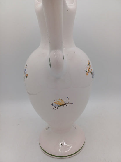 Aiguière en Faïence de Moustiers Signée Four – Décor Floral et Oiseaux AR CONCEPT