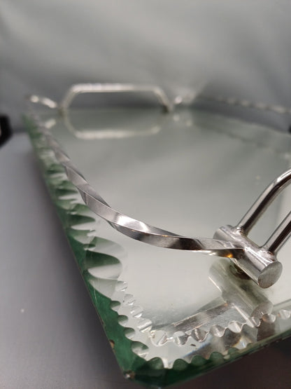 Plateau en verre biseauté torsadé