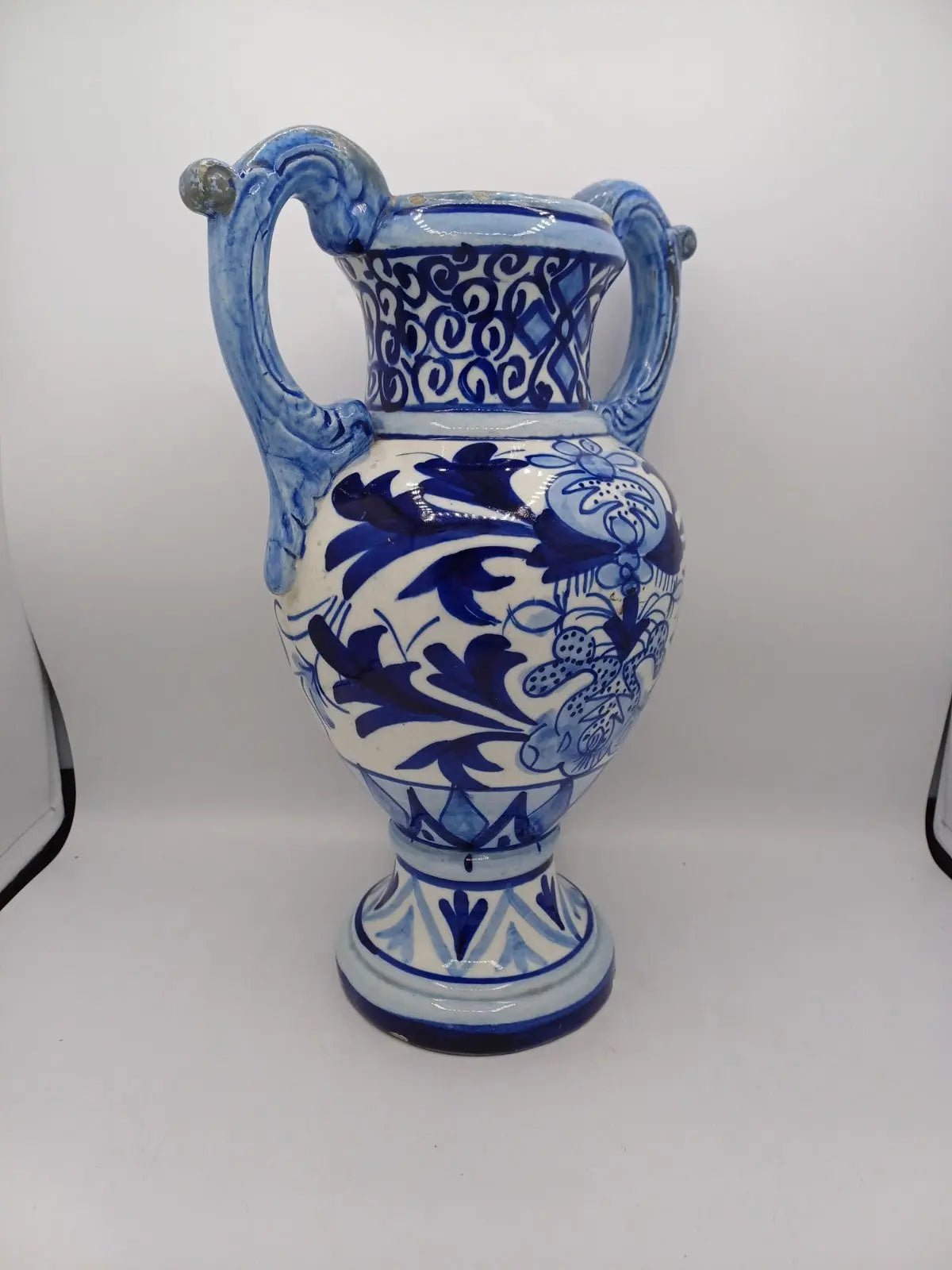 Grand Vase / Potiche à Décor Floral Bleu – Fabriqué en Espagne AR CONCEPT