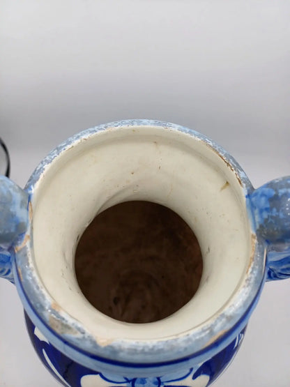 Grand Vase / Potiche à Décor Floral Bleu – Fabriqué en Espagne AR CONCEPT