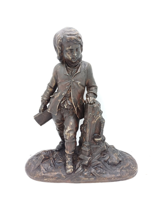 Statue en régule – “L’Écolier” - Vintage - Déco Intérieur