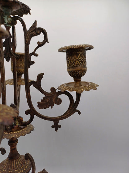 Paire de chandeliers dorés et noirs – 5 branches – Déco - Vintage