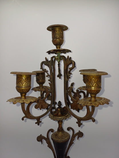 Paire de chandeliers dorés et noirs – 5 branches – Déco - Vintage