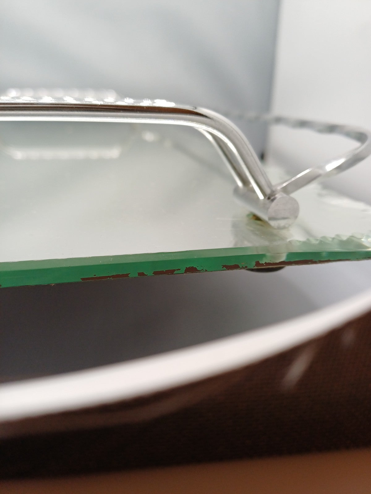 Plateau en verre biseauté torsadé