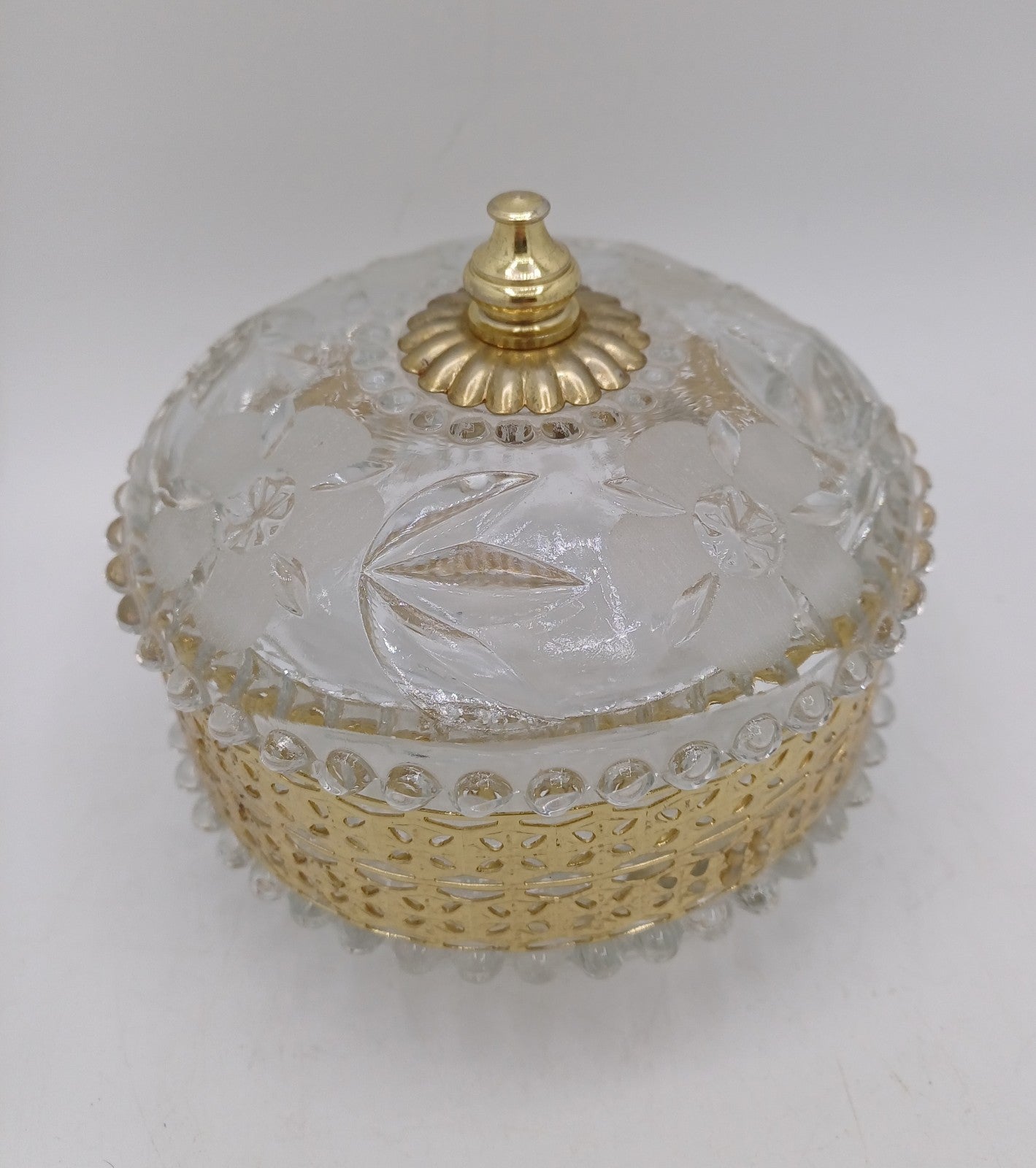 Bonbonnière / Vide-poche en Verre et Laiton à Décor Floral AR CONCEPT