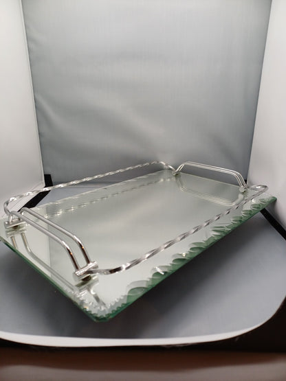 Plateau en verre biseauté torsadé