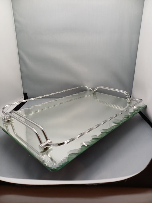 Plateau en verre biseauté torsadé