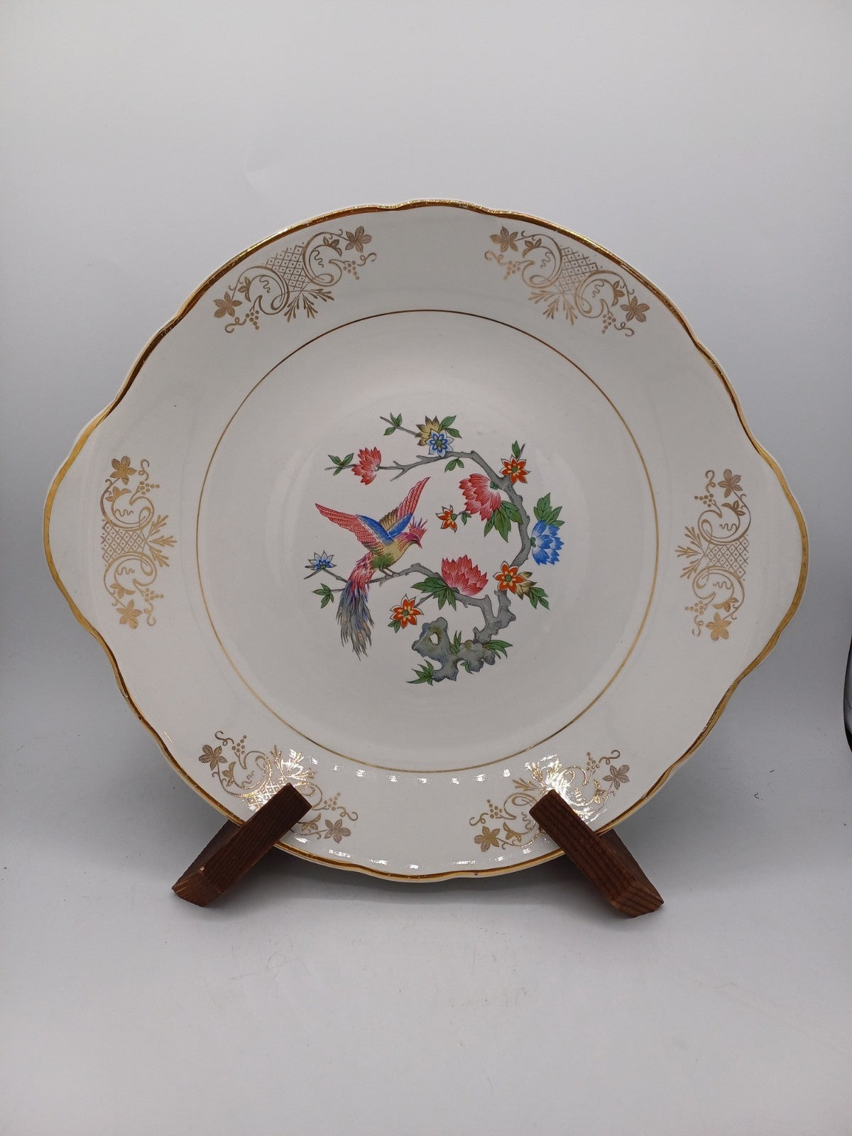 Plat à gâteau en porcelaine – Décor floral – Lunéville, France - Collection AR CONCEPT