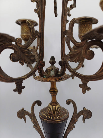 Paire de chandeliers dorés et noirs – 5 branches – Déco - Vintage