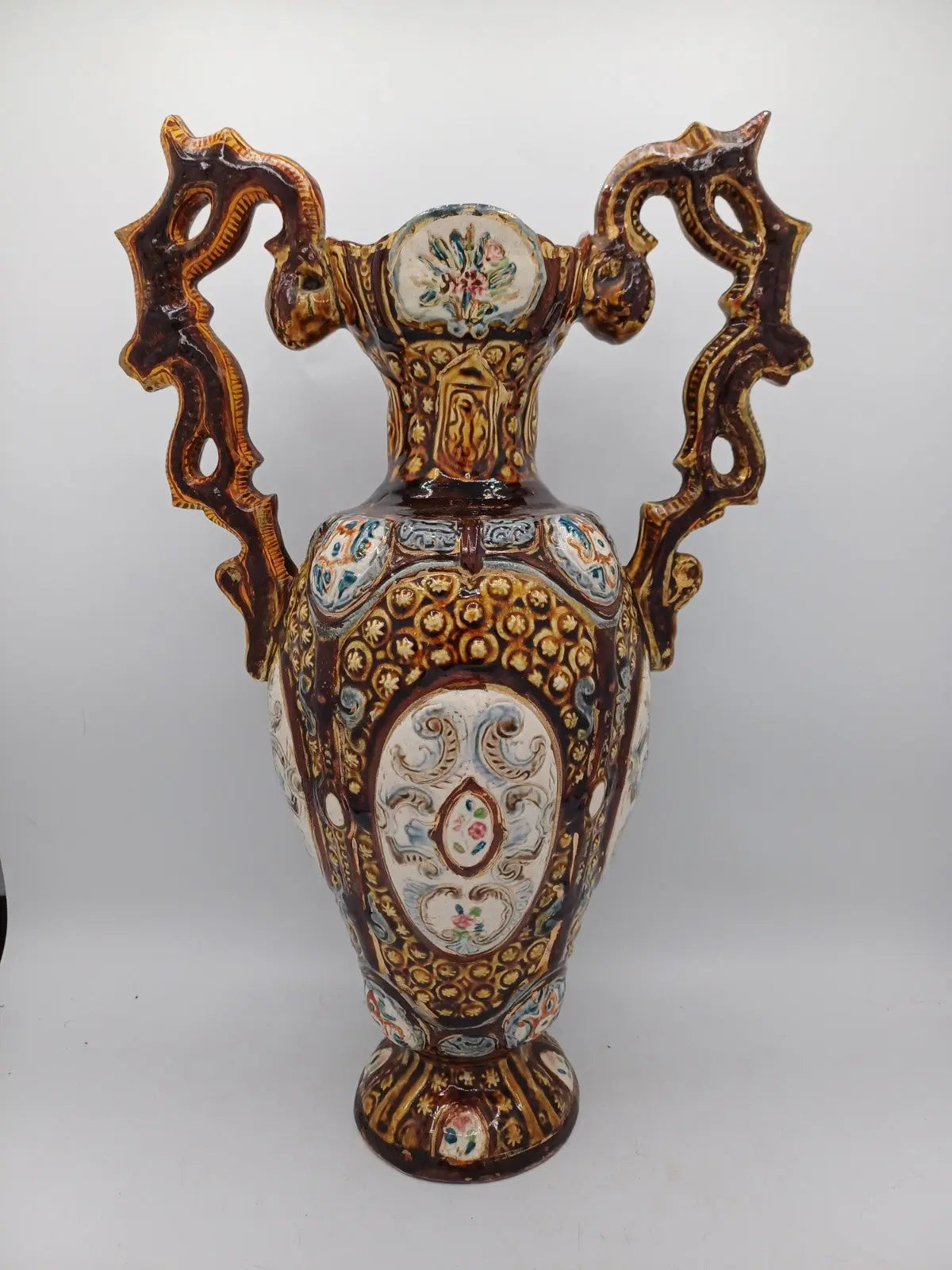 Lot de 2 Vases en céramique signée Herculaneum – Décor Floral AR CONCEPT