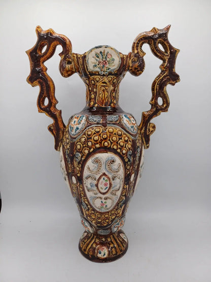 Lot de 2 Vases en céramique signée Herculaneum – Décor Floral AR CONCEPT