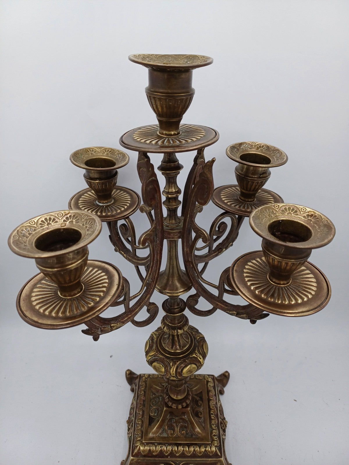 Chandelier à 5 branches en bronze doré - Déco - Vintage