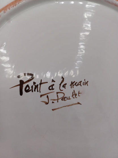 Plat en Terre Polie Peint à la Main – Signé Jean Paulet – XXème siècle AR CONCEPT