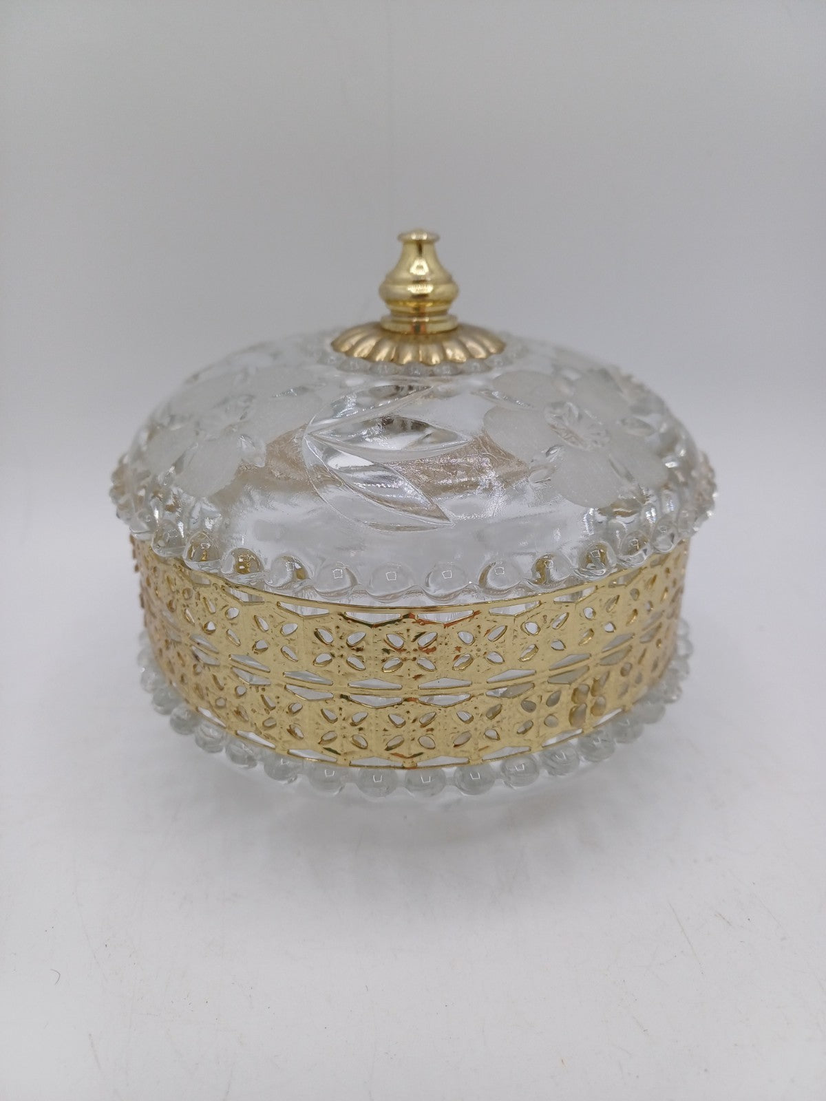 Bonbonnière / Vide-poche en Verre et Laiton à Décor Floral AR CONCEPT