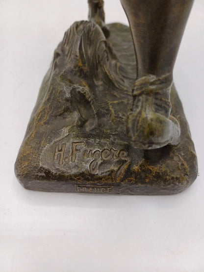 Statue en Régule "Le Boxeur à Main" – Signée Henry Fugère – 33 cm - Vintage AR CONCEPT