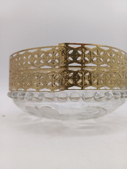 Bonbonnière / Vide-poche en Verre et Laiton à Décor Floral AR CONCEPT