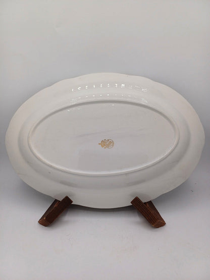 Grand plat ovale – Porcelaine de Lunéville – Décor floral - Collection AR CONCEPT