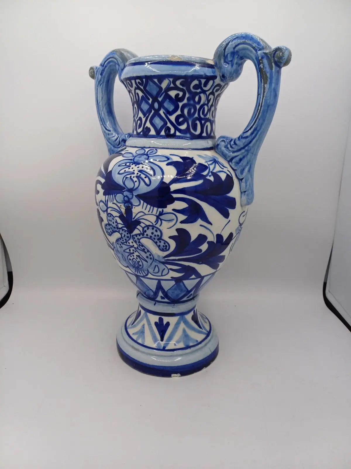 Grand Vase / Potiche à Décor Floral Bleu – Fabriqué en Espagne AR CONCEPT