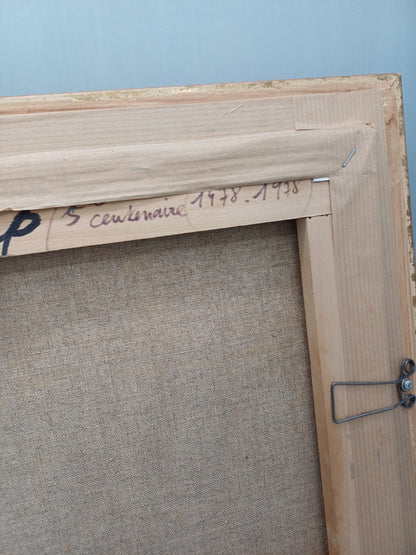 Tableau peinture à l’huile – Signé Dauget – “Le Pont Neuf et le Louvre” (1978)