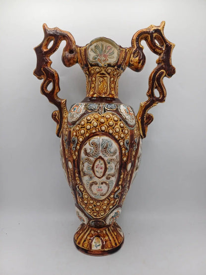 Lot de 2 Vases en céramique signée Herculaneum – Décor Floral AR CONCEPT