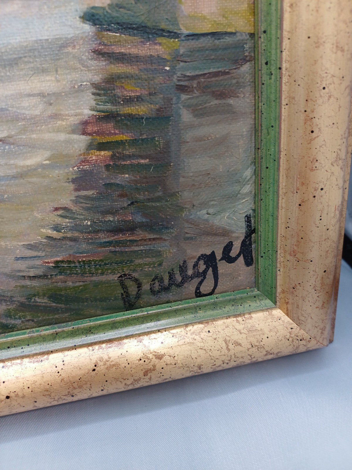 Tableau peinture à l’huile – Signé Dauget – “Le Pont Neuf et le Louvre” (1978)