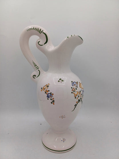 Aiguière en Faïence de Moustiers Signée Four – Décor Floral et Oiseaux AR CONCEPT